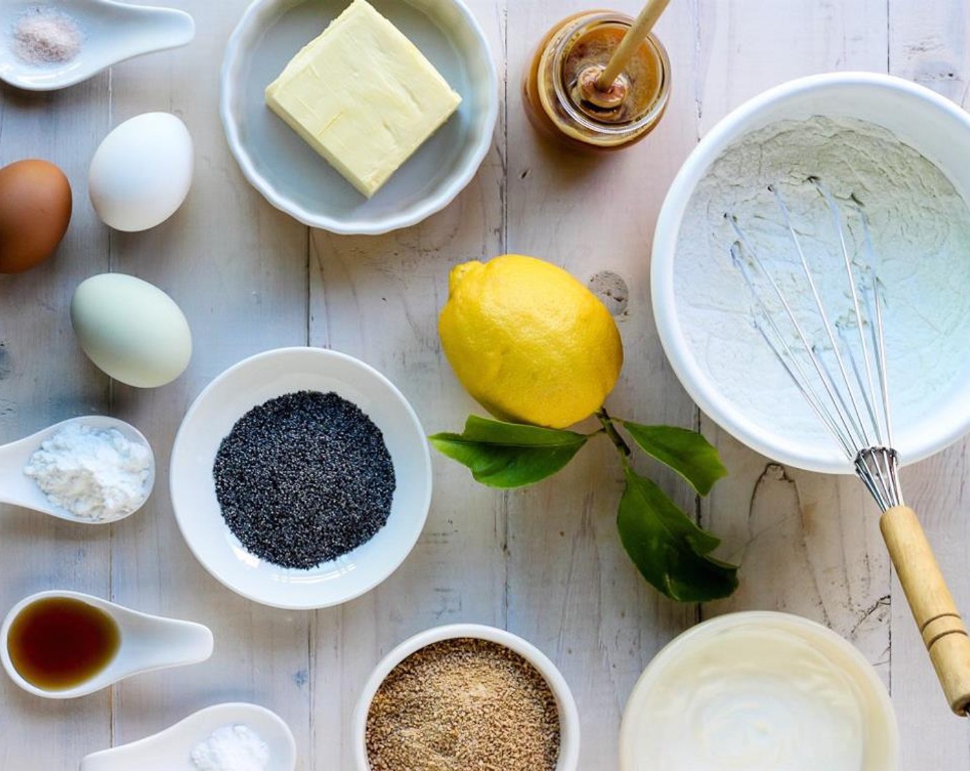 step 3 In a bowl, add Gluten-Free Pastry Flour (2 1/2 cups), Baking Powder (1 Tbsp), Baking Soda (3/4 tsp), Fine Salt (1/2 tsp), and Poppy Seeds (2 1/2 Tbsp), and whisk until well combined.