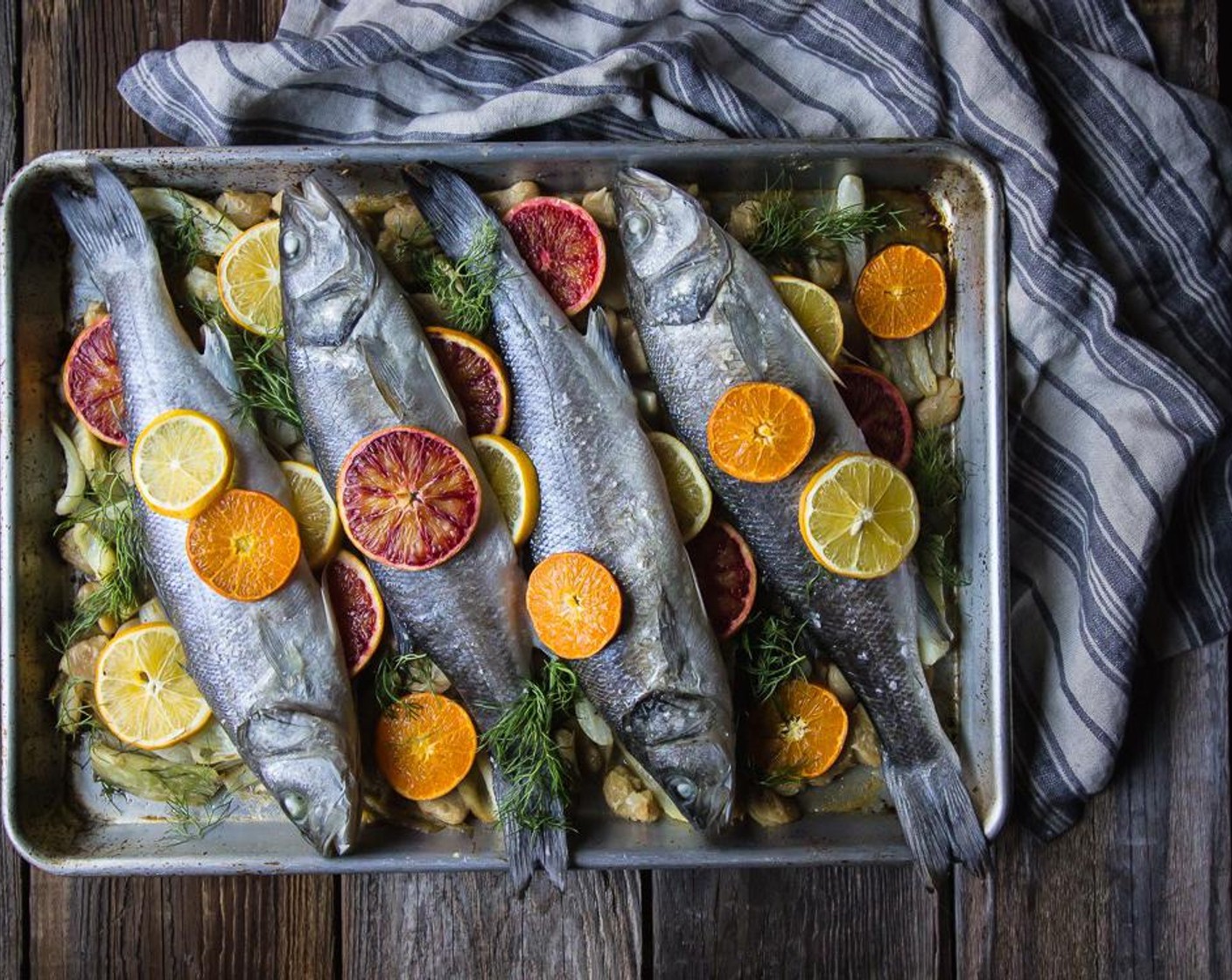 step 6 Roast in the oven on the center rack for 20 minutes remove from the oven and add chopped fresh fennel leaves.