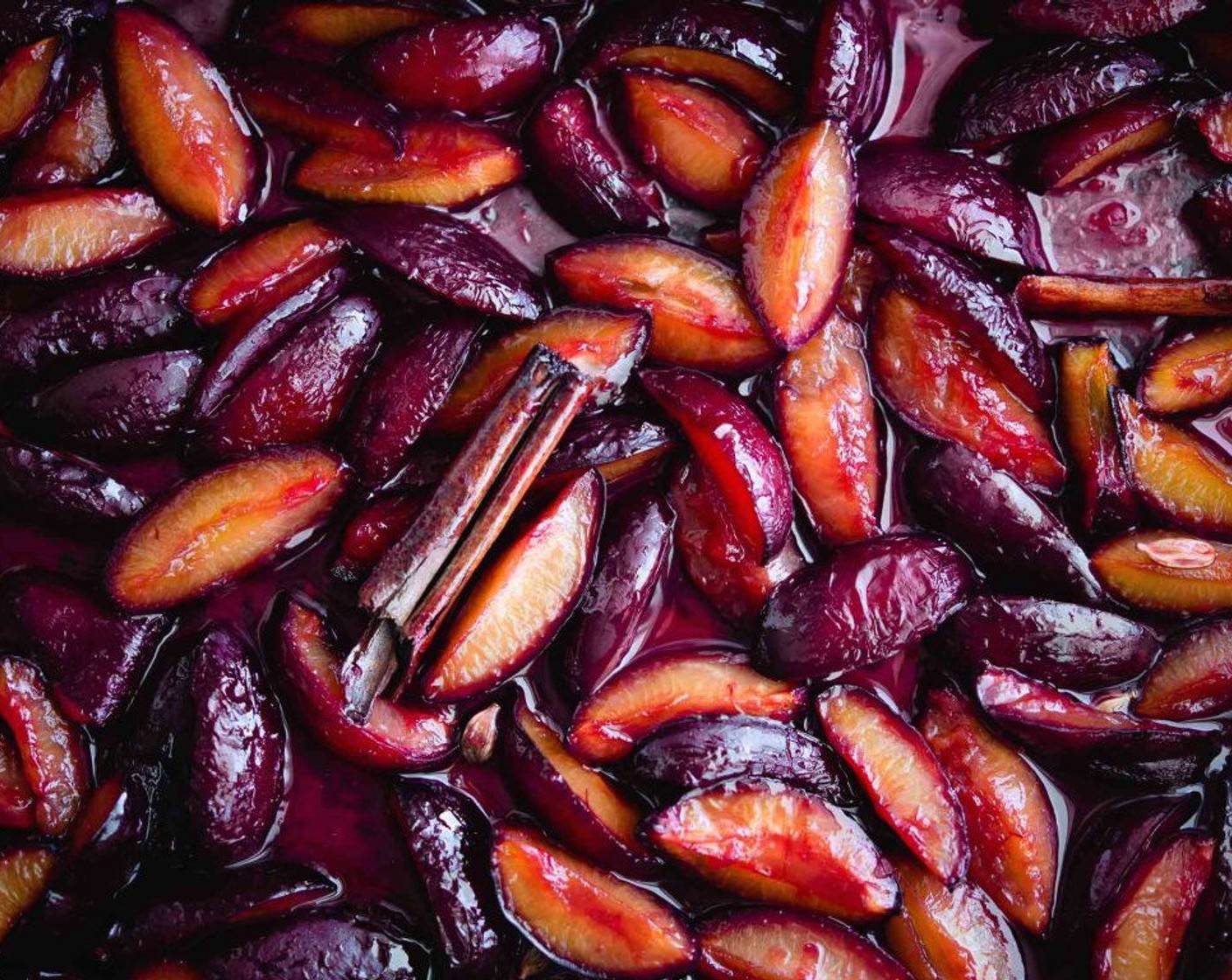 step 13 Roast the plums for 20 to 25 minutes, turning once, until just softened. Let the plums cool in their syrup, then discard the cinnamon sticks and cardamom. Reserve until serving.