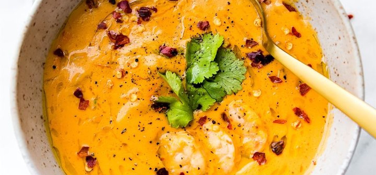 Healing Roasted Red Pepper Bisque With Shrimp Recipe SideChef