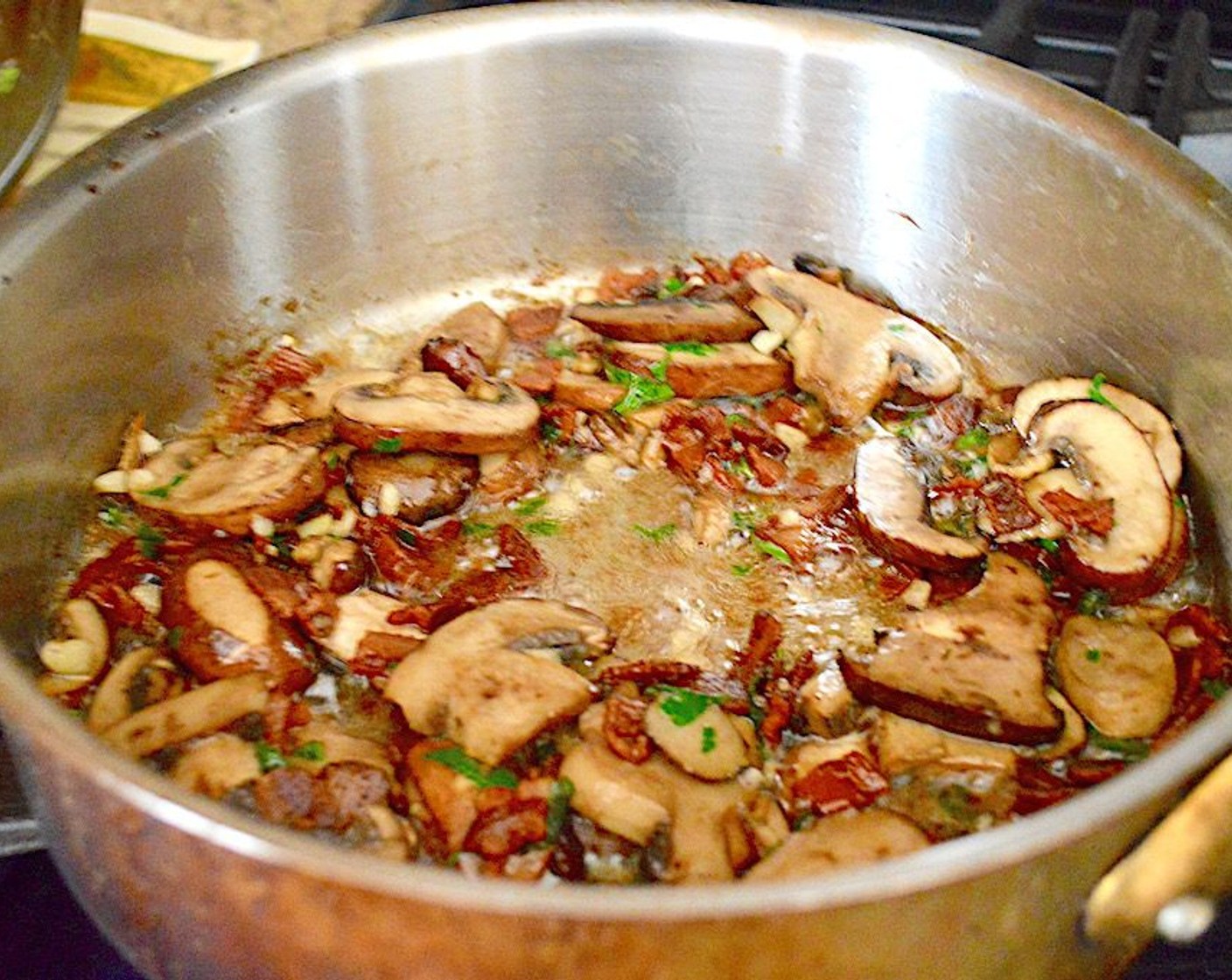 step 3 Add the Garlic (3 cloves) and Fresh Parsley (1 Tbsp), and cook for another minute or so until fragrant.