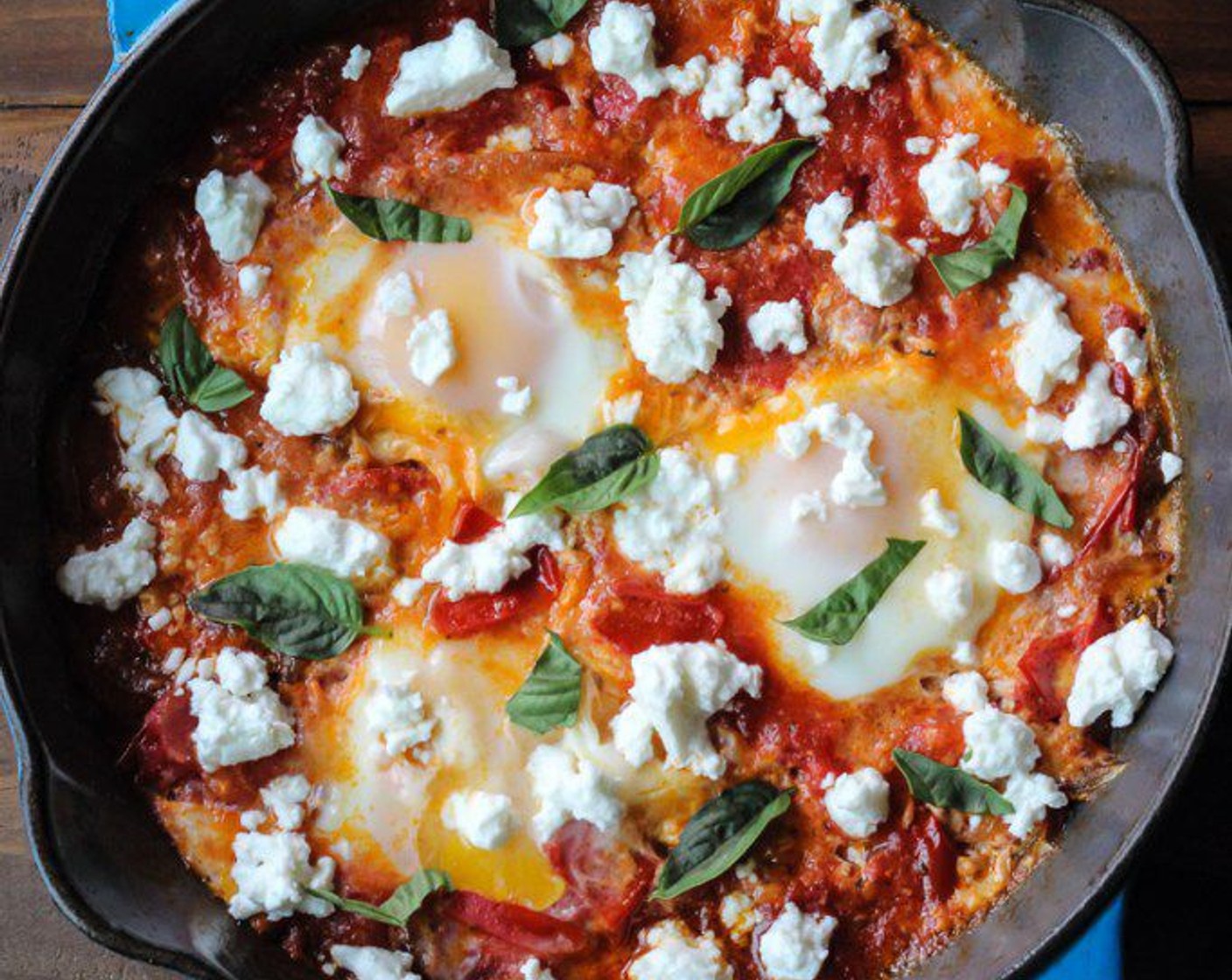 step 8 Remove from heat, sprinkle with Feta Cheese (1/4 cup) and torn Fresh Basil Leaves (to taste).