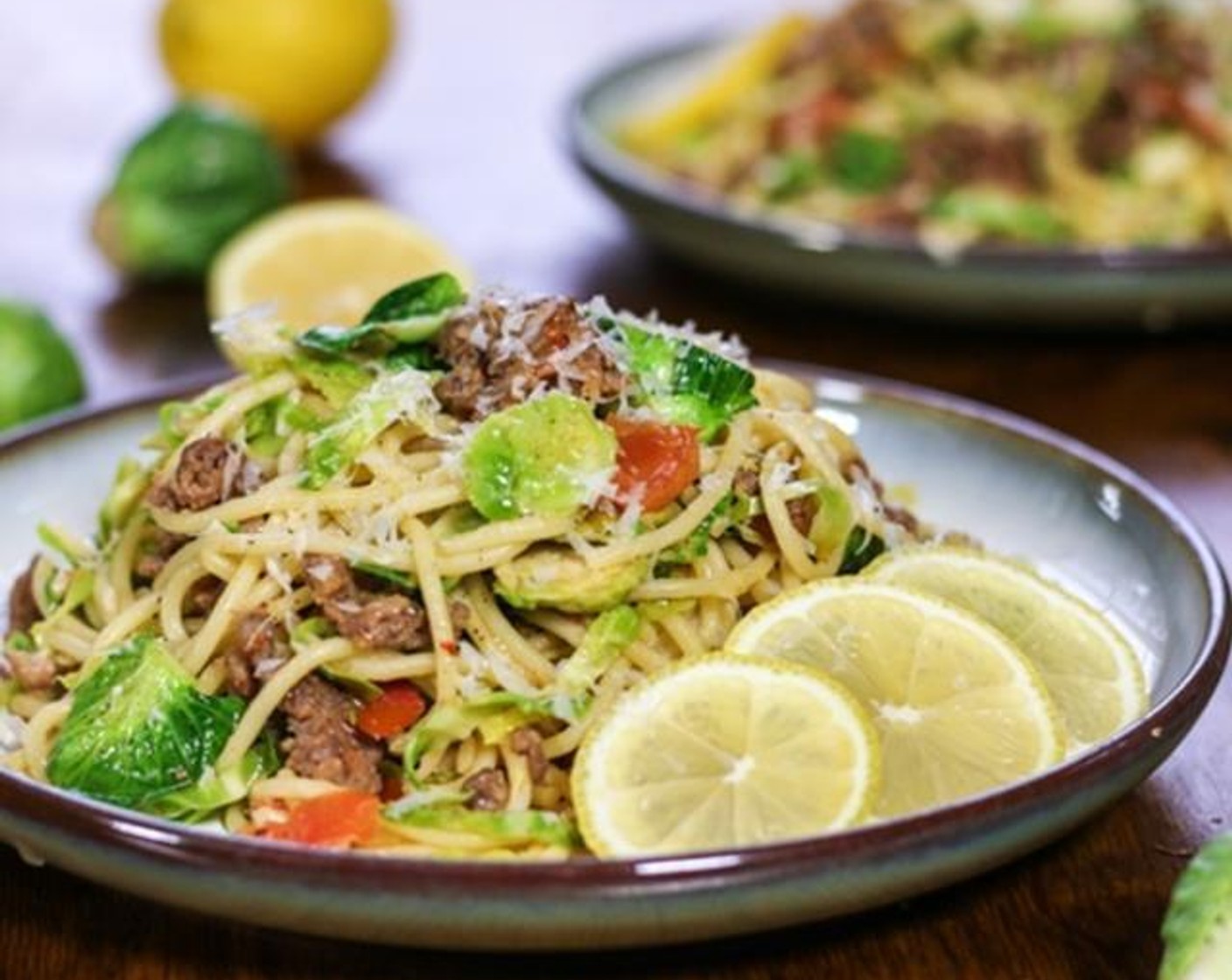 Sausage and Brussels Sprouts Spaghetti