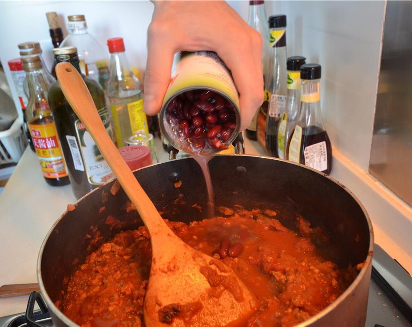 step 9 Add the Canned Red Kidney Beans (4 2/3 cups) and cook for 30 more minutes.