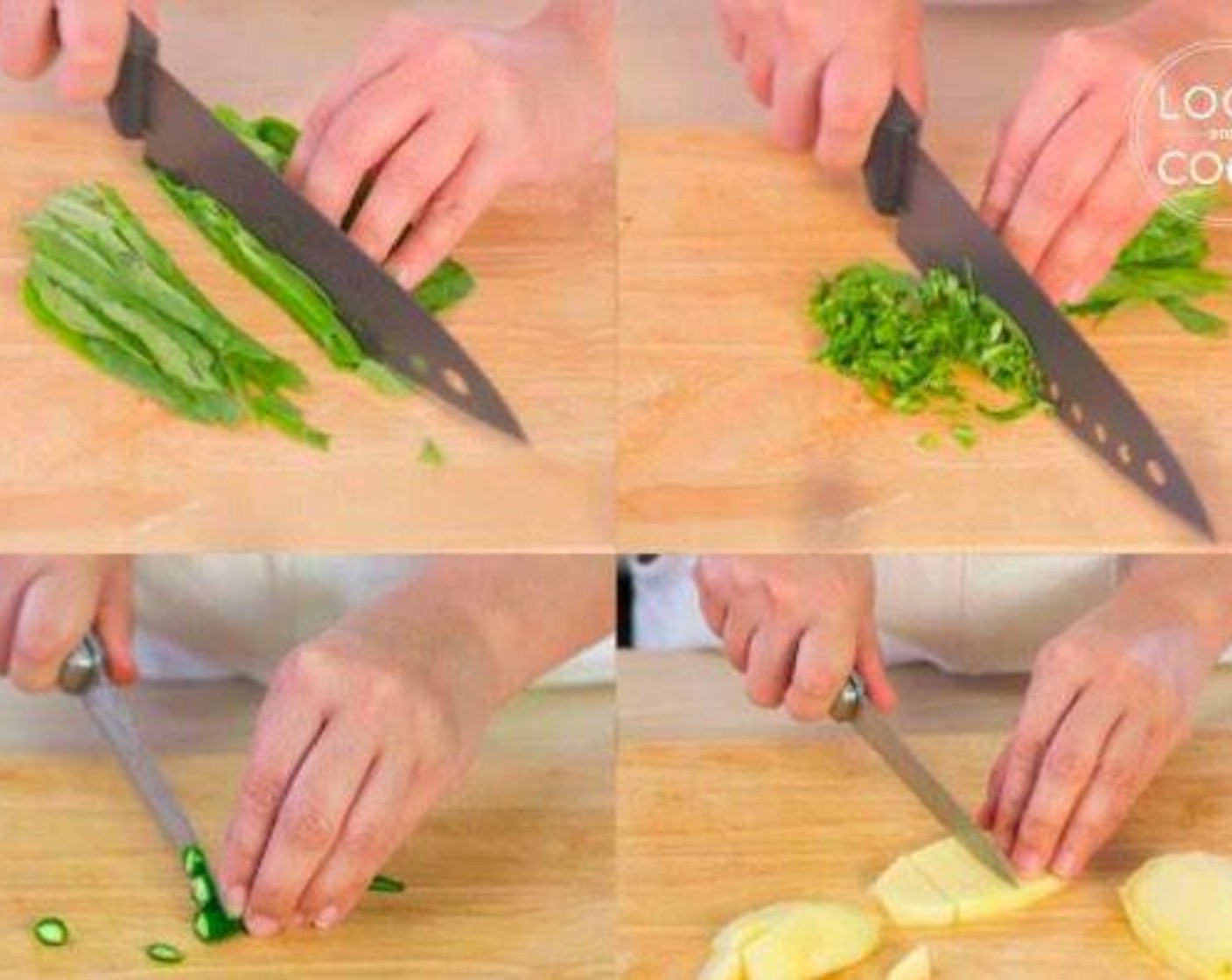 step 1 Finely chop the Fresh Spinach (1 cup), Green Chili Pepper (1), Potatoes (2)