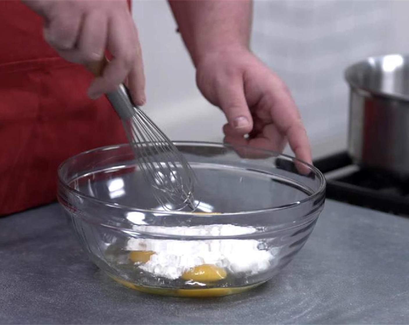 step 2 Mix together the Eggs (3) in a mixing bowl with the All-Purpose Flour (1/4 cup). Set aside.