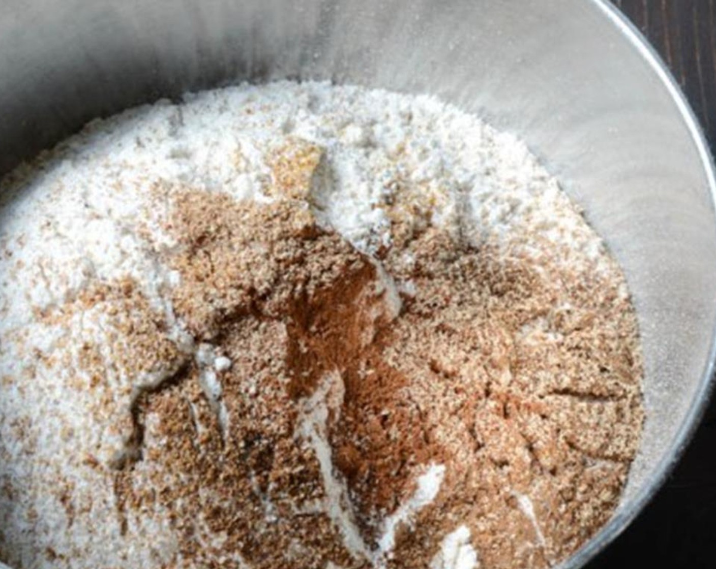 step 6 In a bowl sift All-Purpose Flour (1 cup), Whole Wheat Flour (3/4 cup), Baking Powder (1/2 tsp), Baking Soda (1 tsp), Salt (1/2 tsp), Simply Organic Cinnamon, Ground (1/2 tsp), Ground Cloves (1/4 tsp), Ground Mace (1/4 tsp), Ground Nutmeg (1/2 tsp) and Ground Allspice (1/2 tsp).