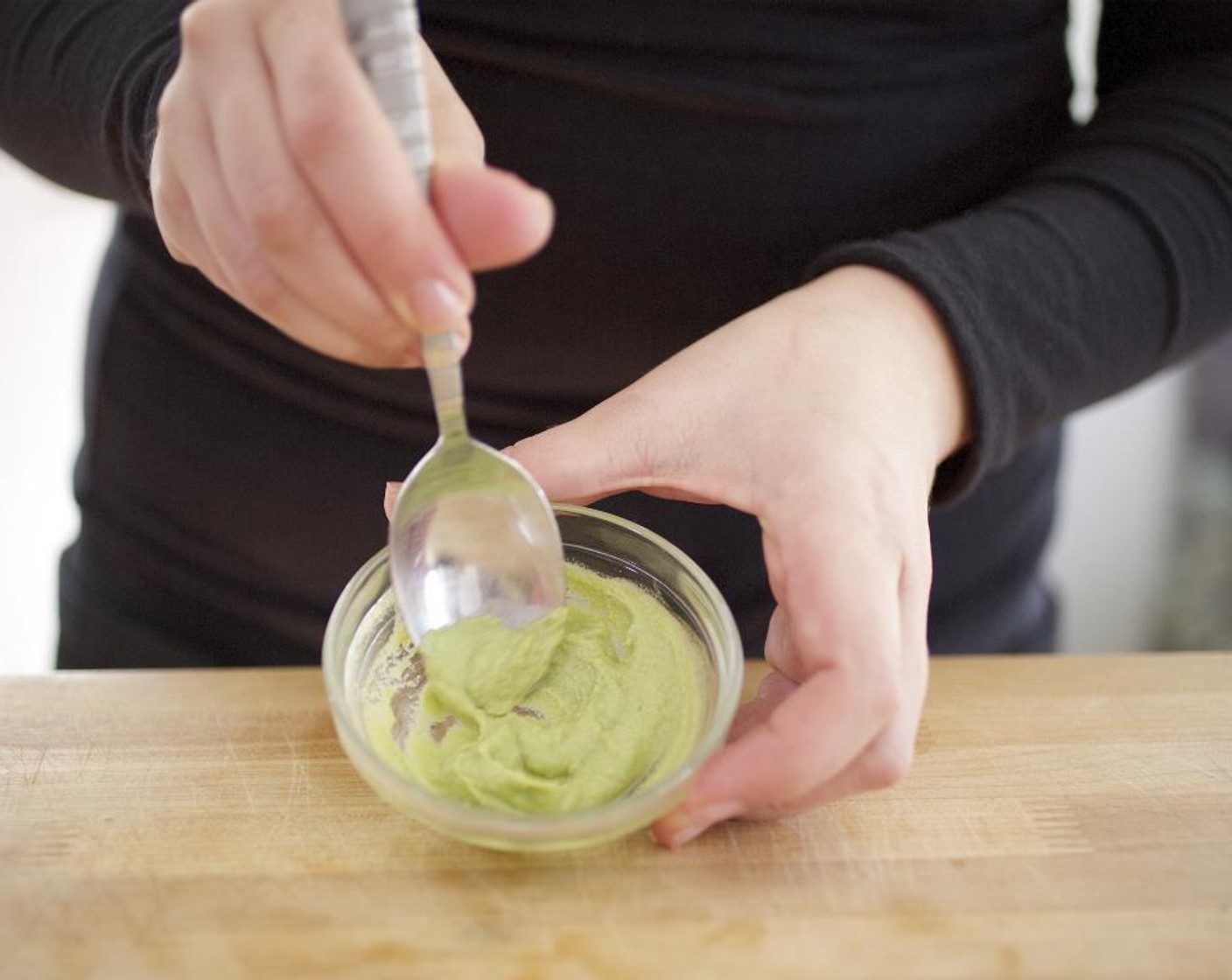 step 9 Meanwhile, add cold Water (1 Tbsp) to the Wasabi Powder (1/2 Tbsp) in another small bowl and stir well to make a paste; set aside.