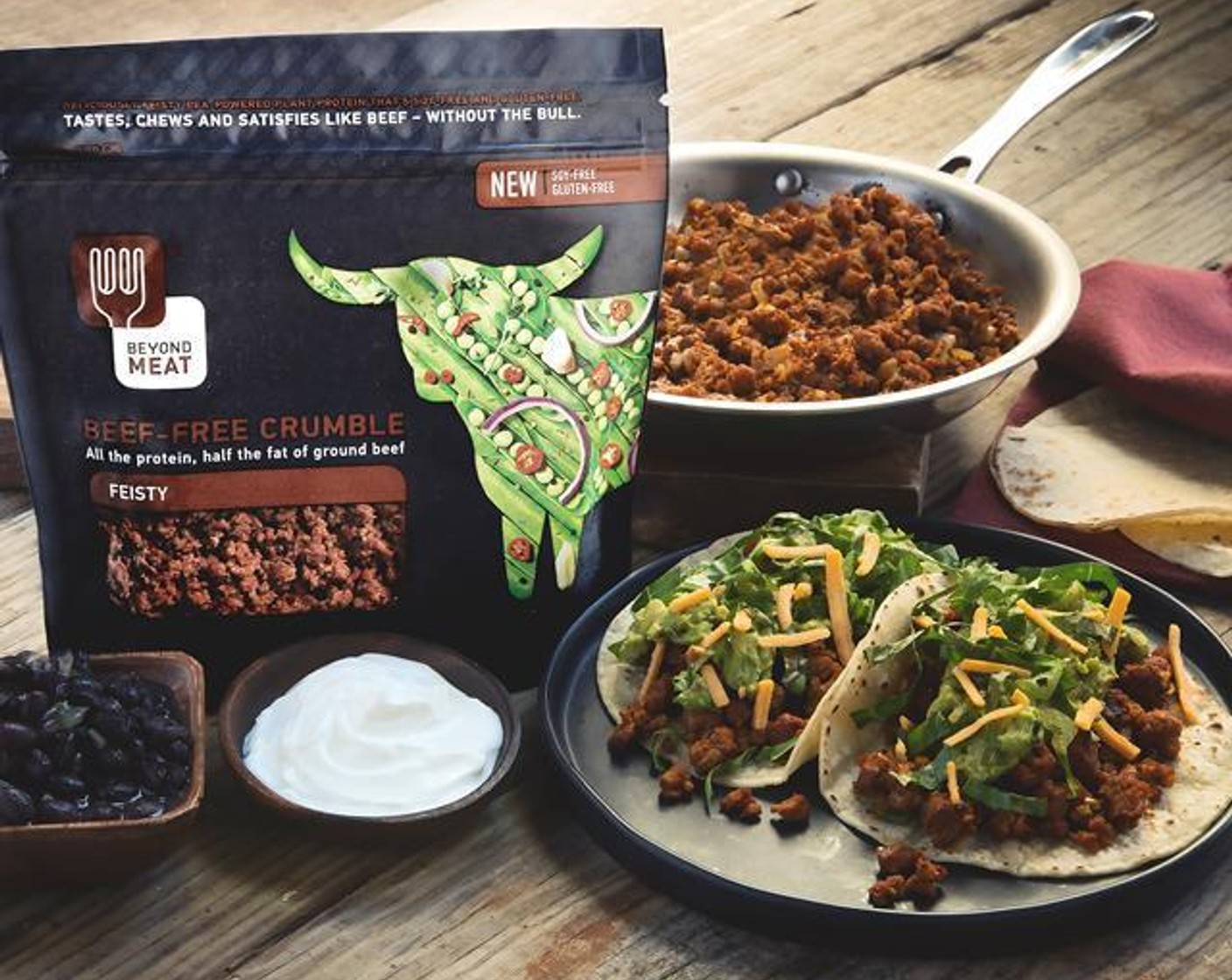 Beyond Meat Feisty Tacos with Black Beans