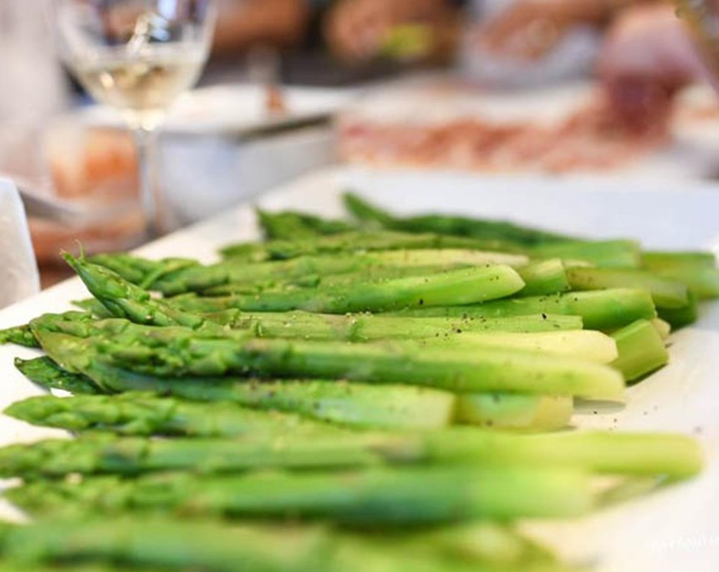 step 3 Bring a saucepan of salted water to a boil and blanch the Asparagus (15) for about 2 minutes then transfer immediately to the ice bath. Remove from the ice bath and dry with paper towels.