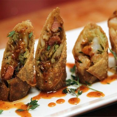 Braised Cabbage Shrimp & Bacon Egg Rolls Recipe | SideChef