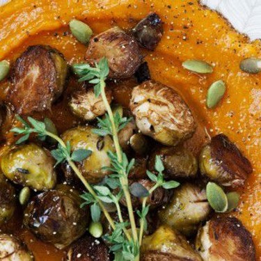 Creamy Pumpkin with Brussel Sprouts Recipe | SideChef