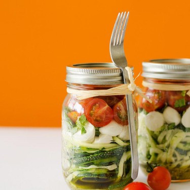 Spiralized Zucchini Caprese Salad in a Jar Recipe | SideChef