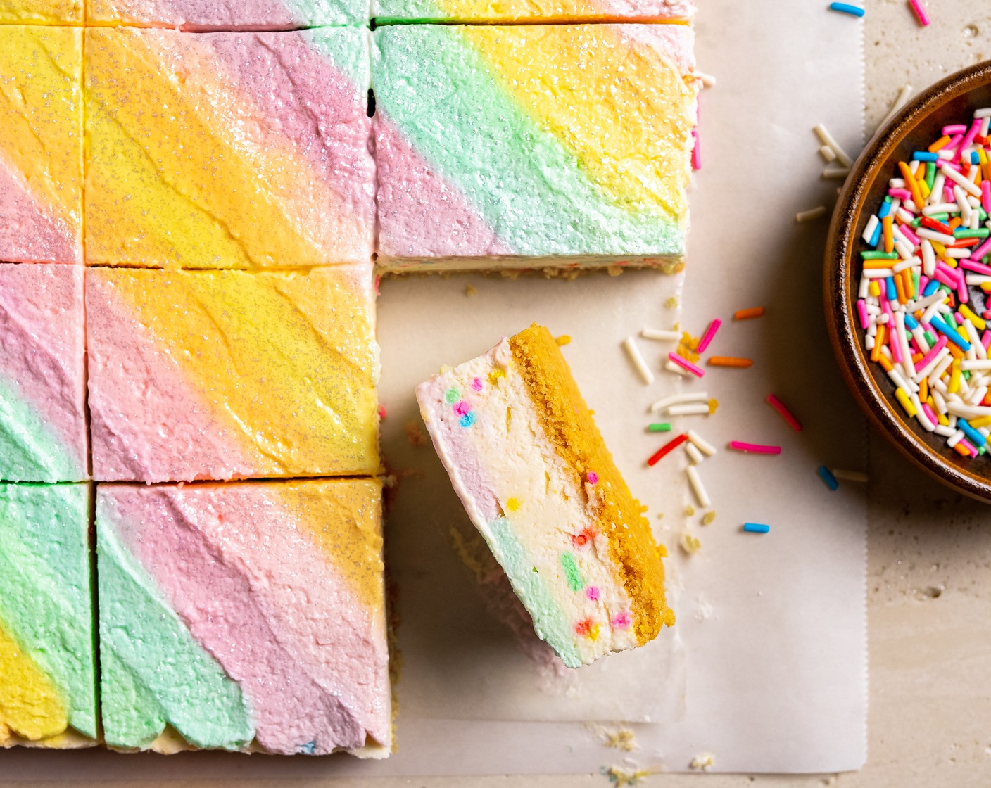 Rainbow Cheesecake Bars