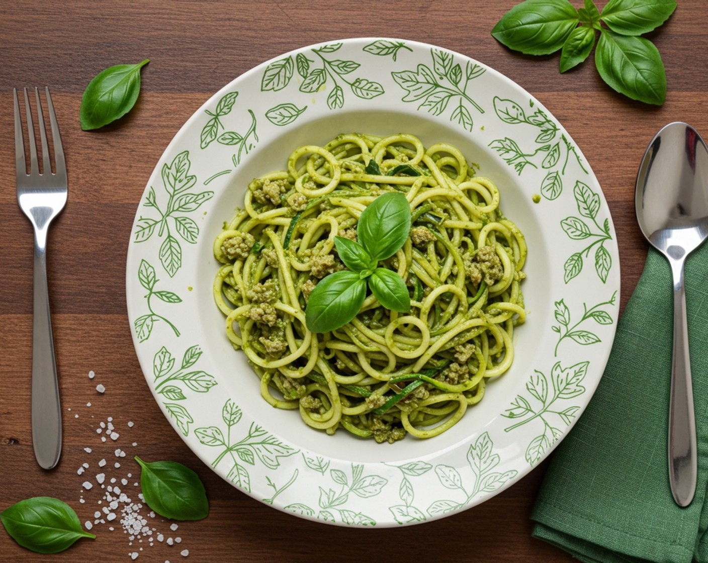 Zoodles Pesto Sautéed Ground Pork