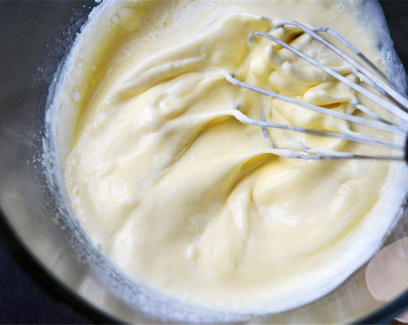 step 15 In a large bowl, whisk together Eggs (3). Add Milk (1 cup) and Heavy Cream (1/2 cup) and whisk until frothy. Season with Salt (to taste) and Ground Black Pepper (to taste).