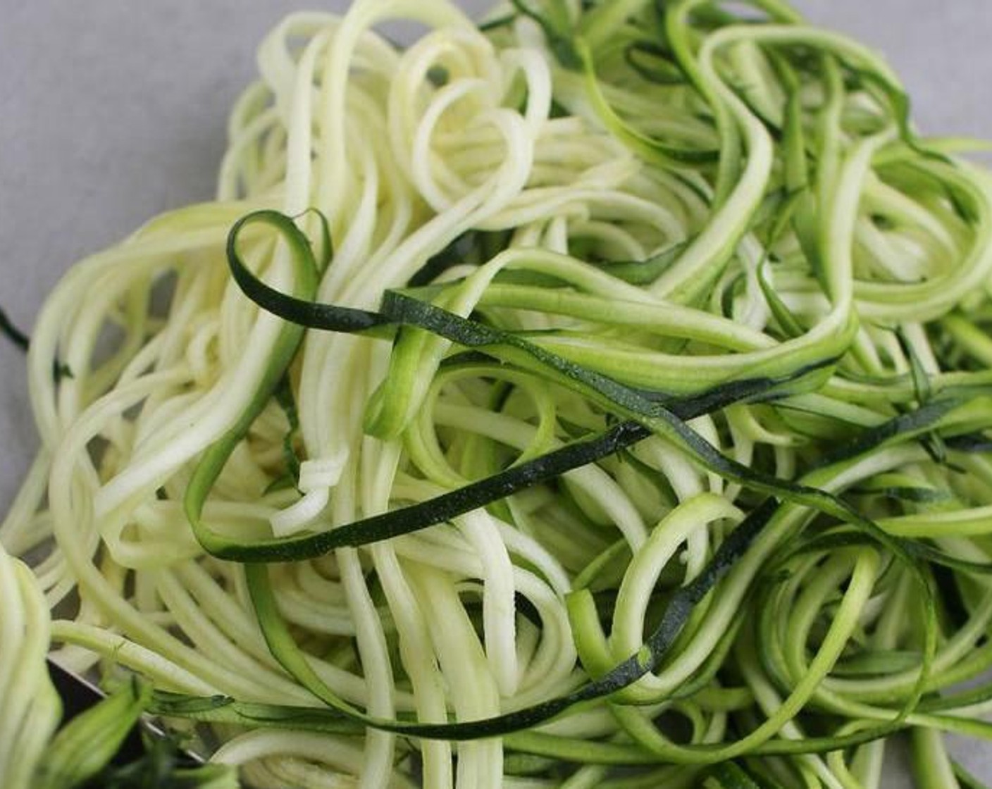 step 1 Spiralise the Zucchini (4 2/3 cups) into a spaghetti shape. You can cut the pieces shorter if they are too long.