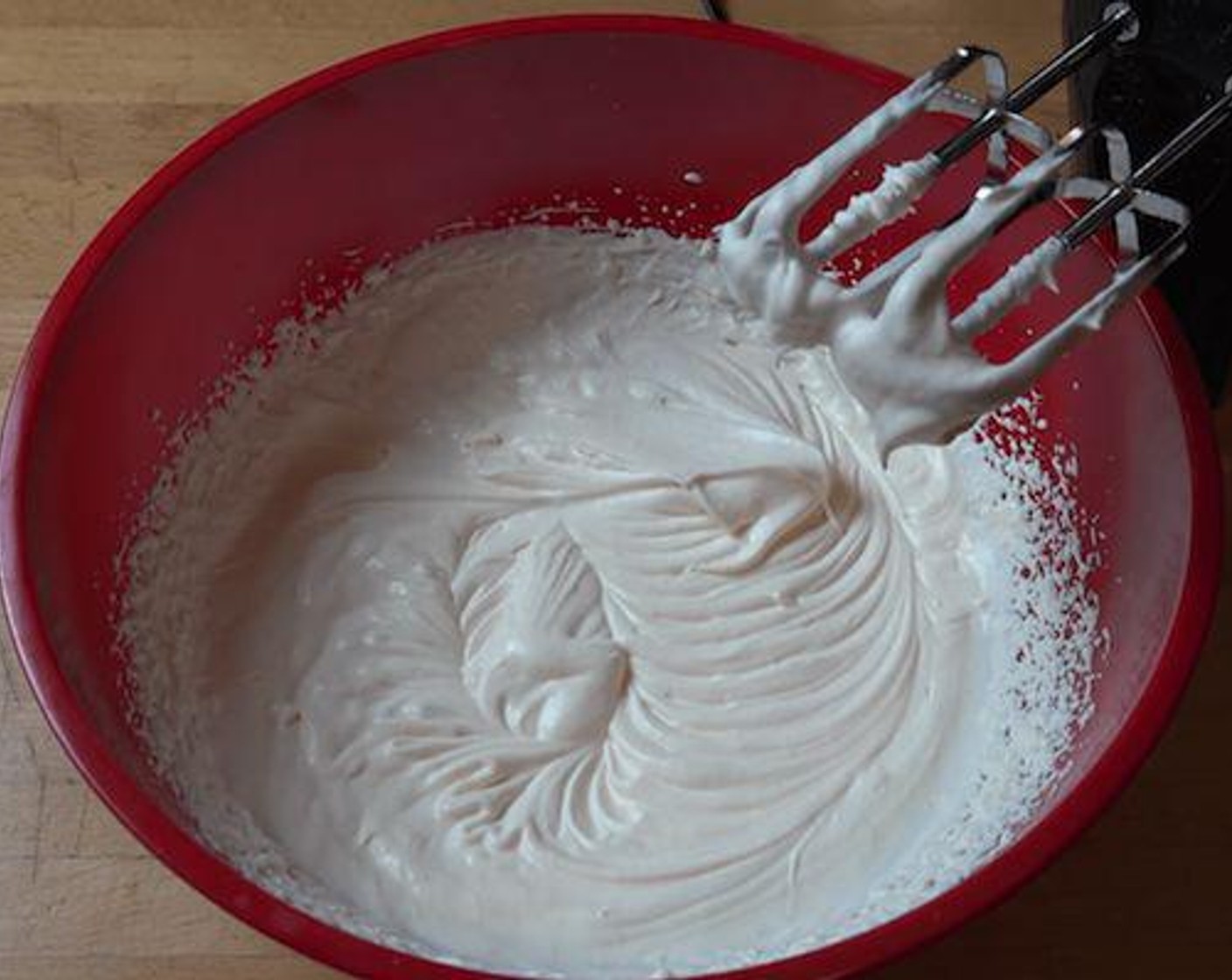 step 1 Whip Whipping Cream (2 1/2 cups) in a bowl until you get soft nice peeks.