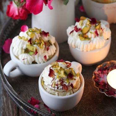 Eggless Saffron Pistachio Cupcakes with Saffron Buttercream Recipe | SideChef