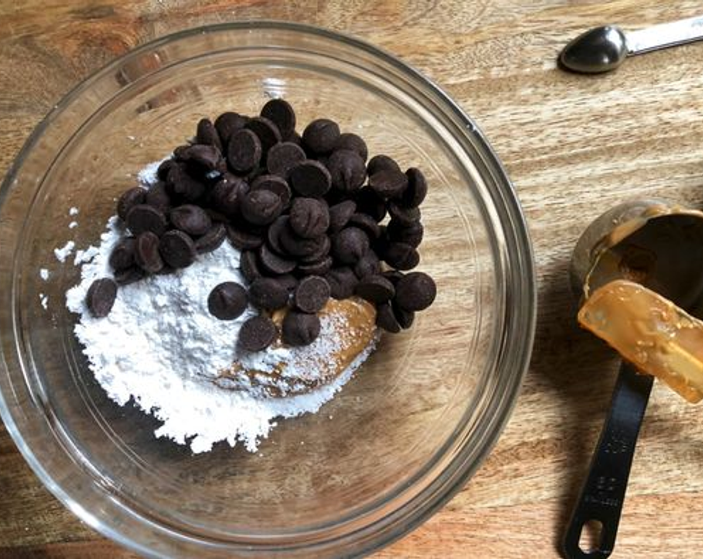step 8 To make the filling, place Bittersweet Chocolate (2/3 cup), Creamy Peanut Butter (4 Tbsp), Powdered Confectioners Sugar (2 Tbsp), and Coarse Kosher Salt (1/4 tsp) in a medium bowl.