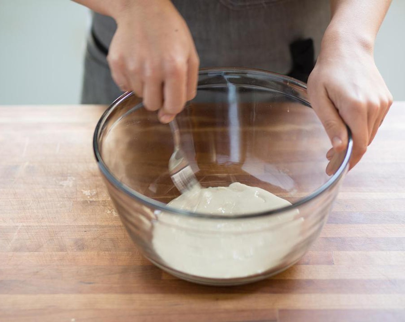 step 3 Add Garlic (1 clove), Tahini (1/4 cup), Water (2 Tbsp), Salt (1/4 tsp) stir to combine. Set tahini dressing aside.