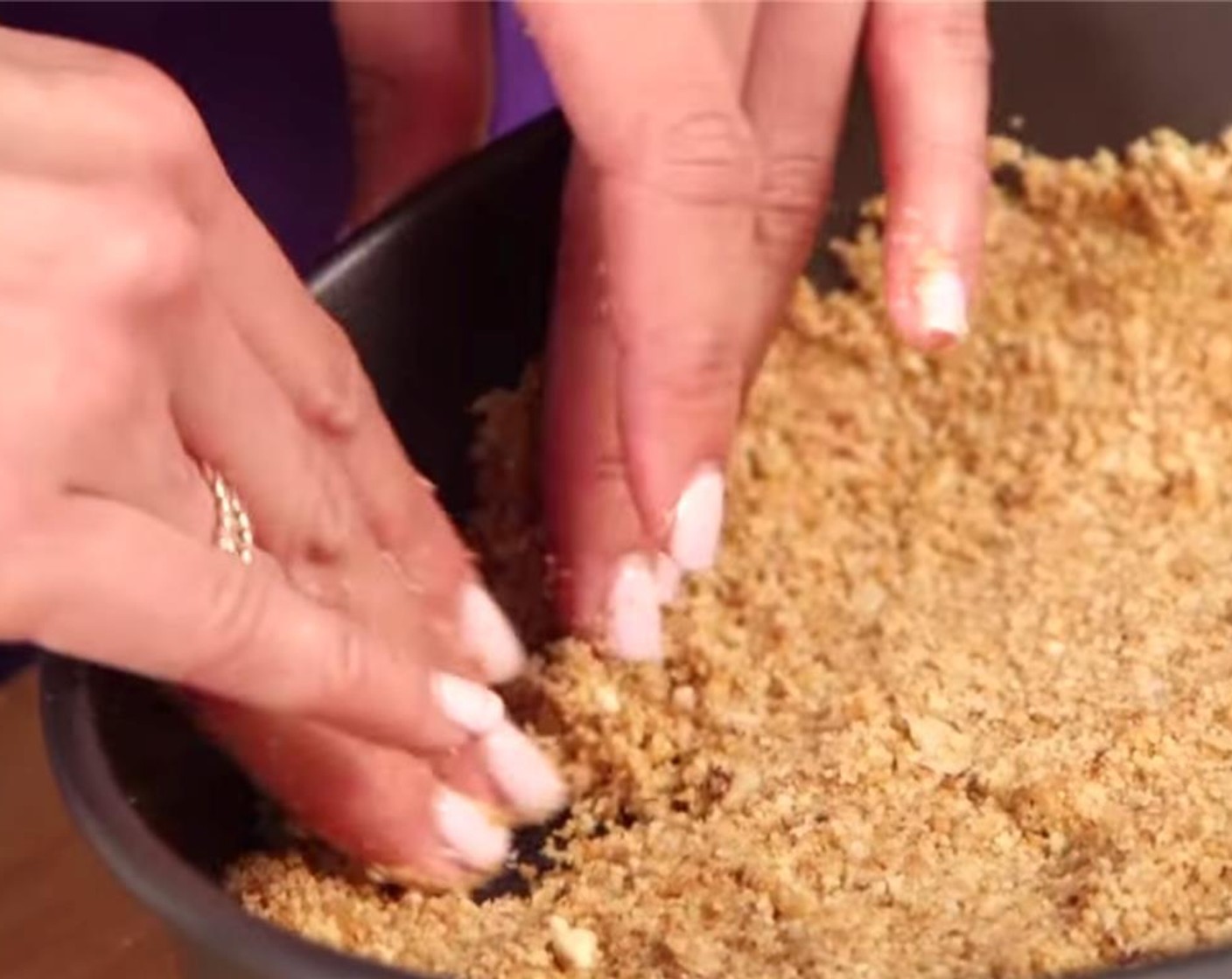 step 4 Pat mixture into prepared pan, pressing firmly into bottom and about 1 1/2 inches up the sides.