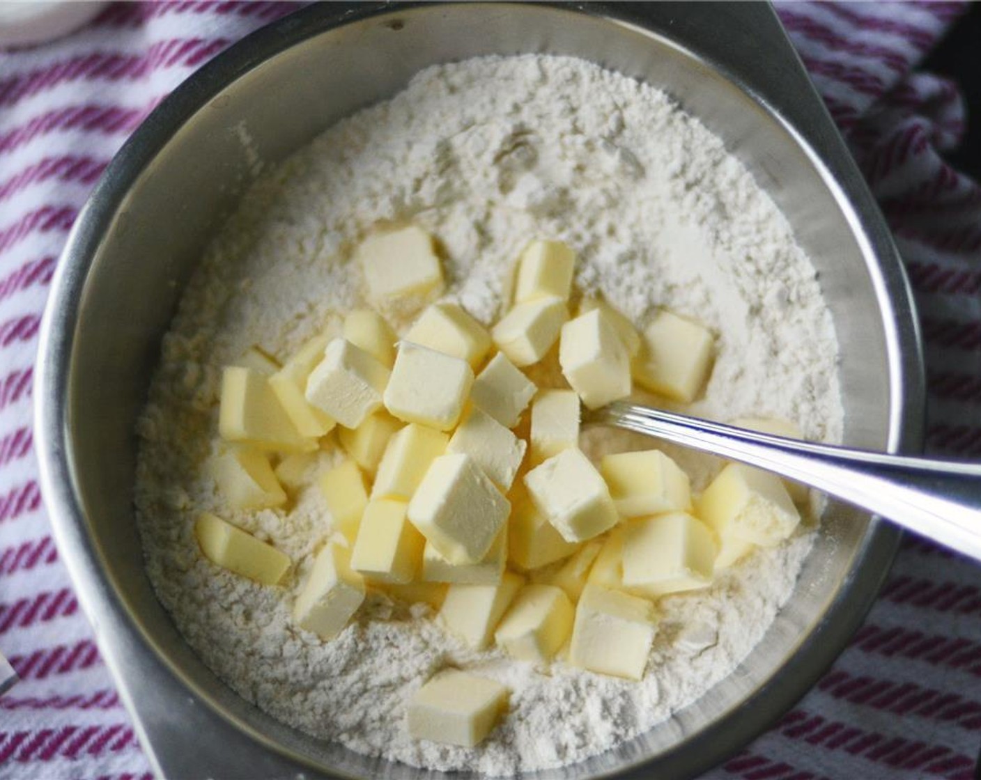 step 2 In a large bowl, whisk together All-Purpose Flour (1 1/2 cups), Granulated Sugar (1 tsp), and Salt (1/2 tsp). Add butter and toss to coat.