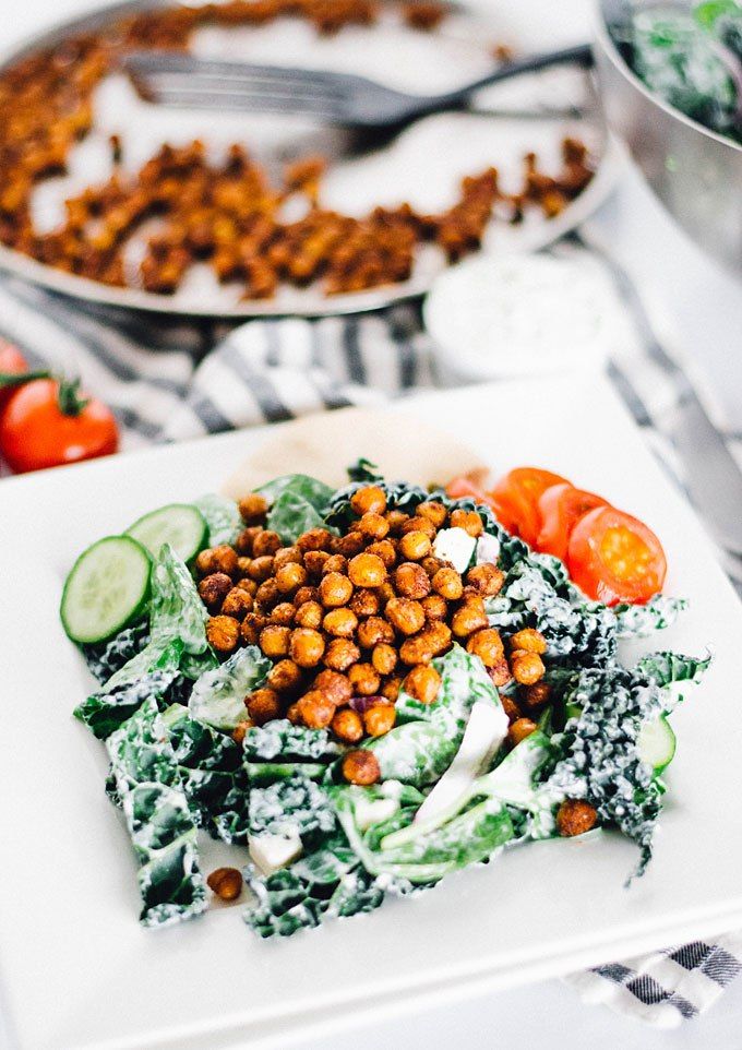 Roasted Chickpea Kale Salad with Tzatziki Dressing Recipe SideChef