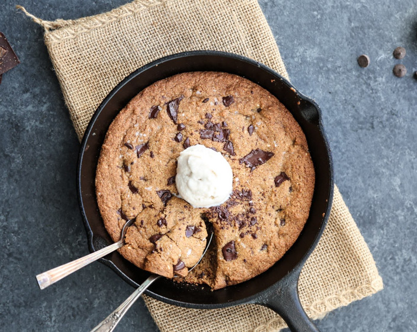 Paleo Chocolate Chip Skillet Cookie