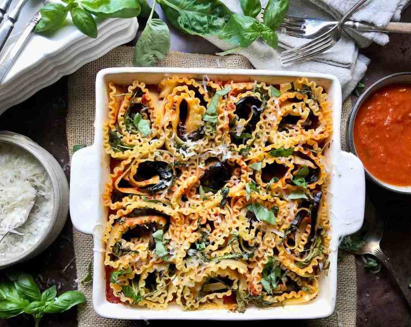 Sautéed Eggplant Lasagna Spirals