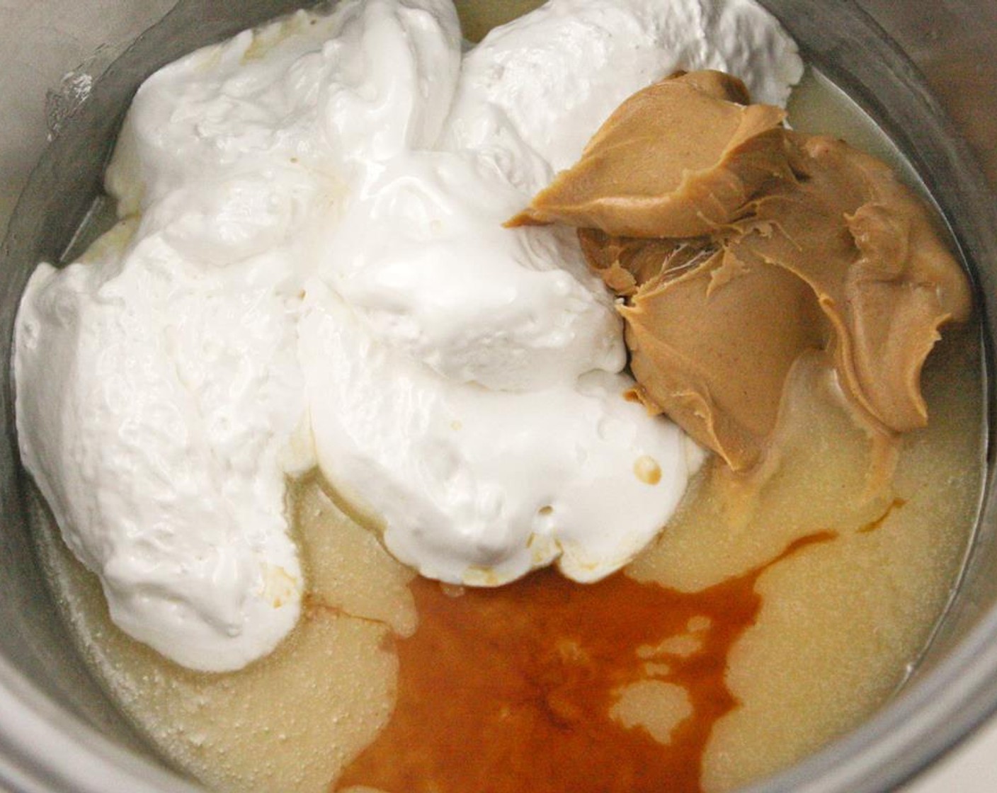 step 7 Remove from the heat and immediately stir in Marshmallow Creme (1 1/2 cups), Creamy Peanut Butter (1/4 cup), and Vanilla Extract (1 tsp).