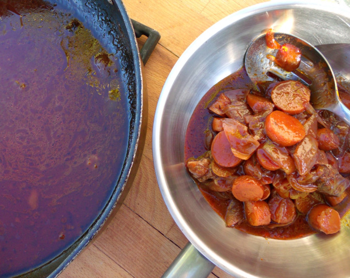 step 7 With a slotted spoon remove the vegetables from the sauce, reserve; strain the sauce through a fine mesh sieve, check and adjust seasoning.