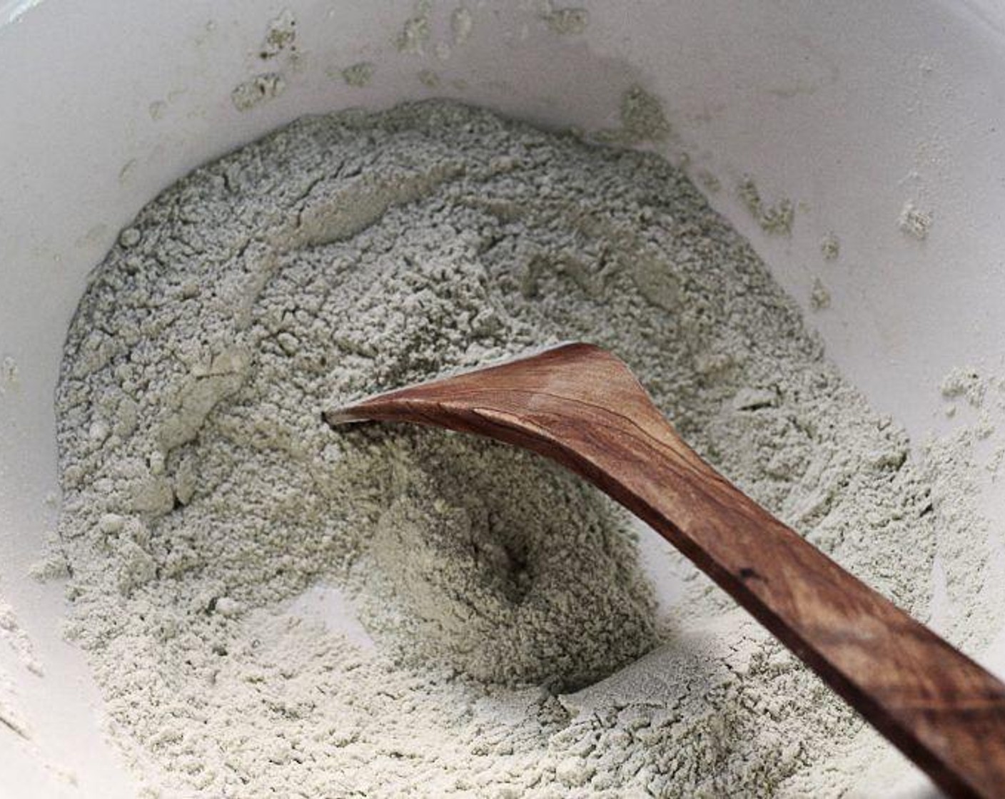step 2 Sift All-Purpose Flour (2 cups), Caster Sugar (1/2 cup), Baking Powder (1/2 Tbsp), Matcha Powder (1/2 Tbsp), and Salt (1/2 tsp) into a large mixing bowl.