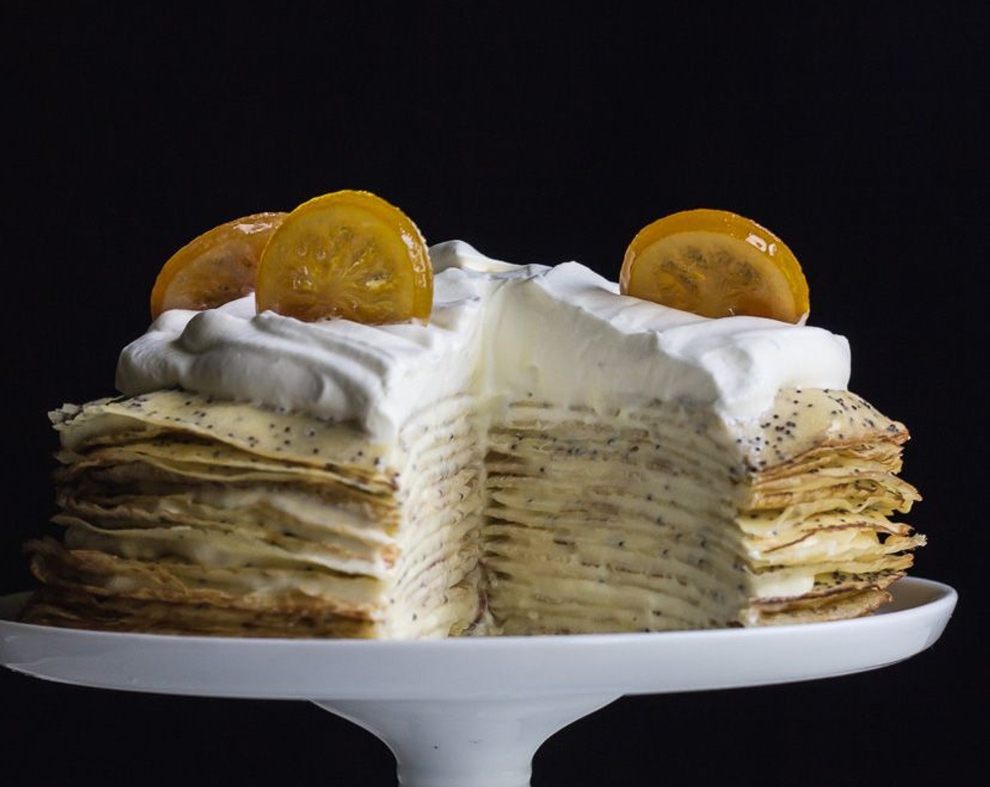 Lemon Poppy Seed Crepe Cake