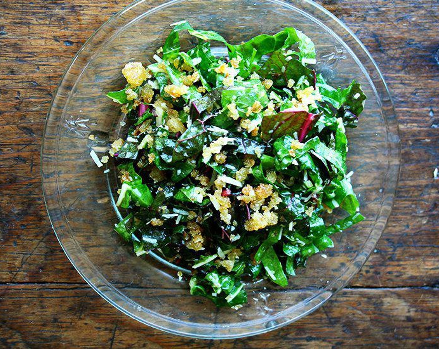 Swiss Chard Salad with Lemon, Parmesan & Breadcrumbs