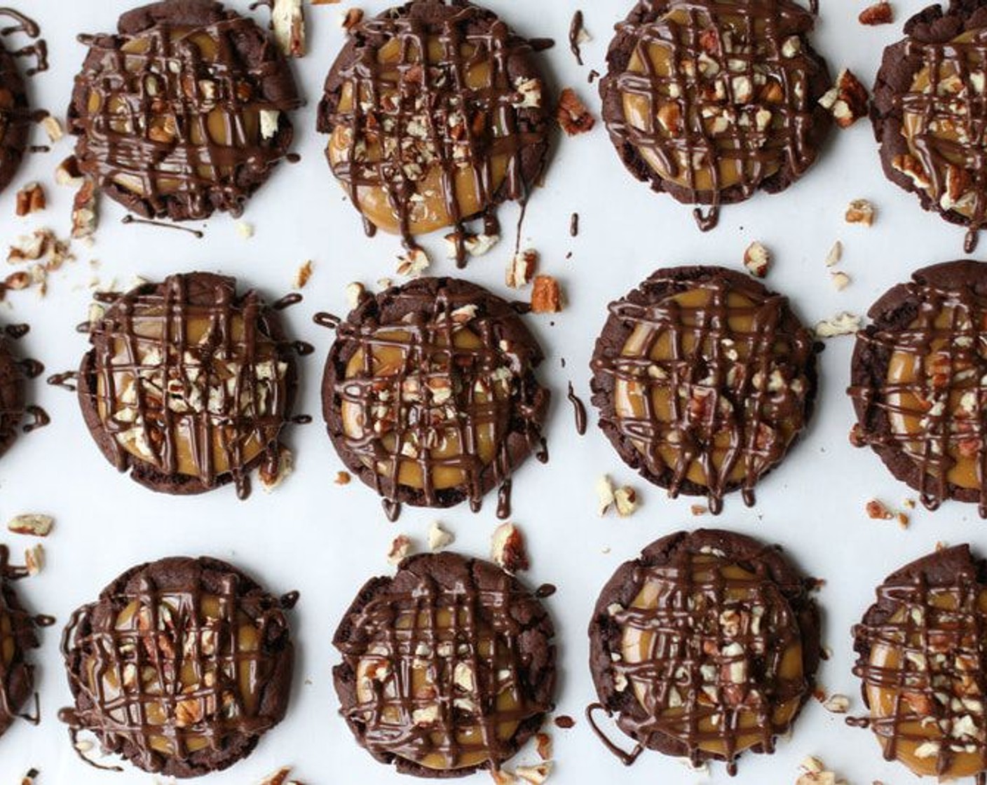 step 10 Carefully drizzle the chocolate ganache on top of each cookie. Store the cookies in an airtight container at room temperature for up to 5 days.