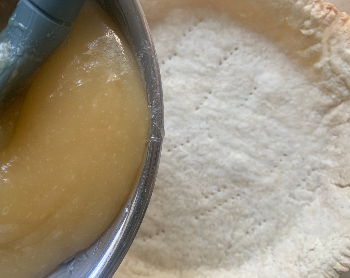 step 8 While the pie crust is still warm pour the lemon curd into the crust.