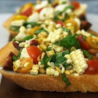 Corn, Tomato & Basil Mozzarella Bruschetta Recipe | SideChef