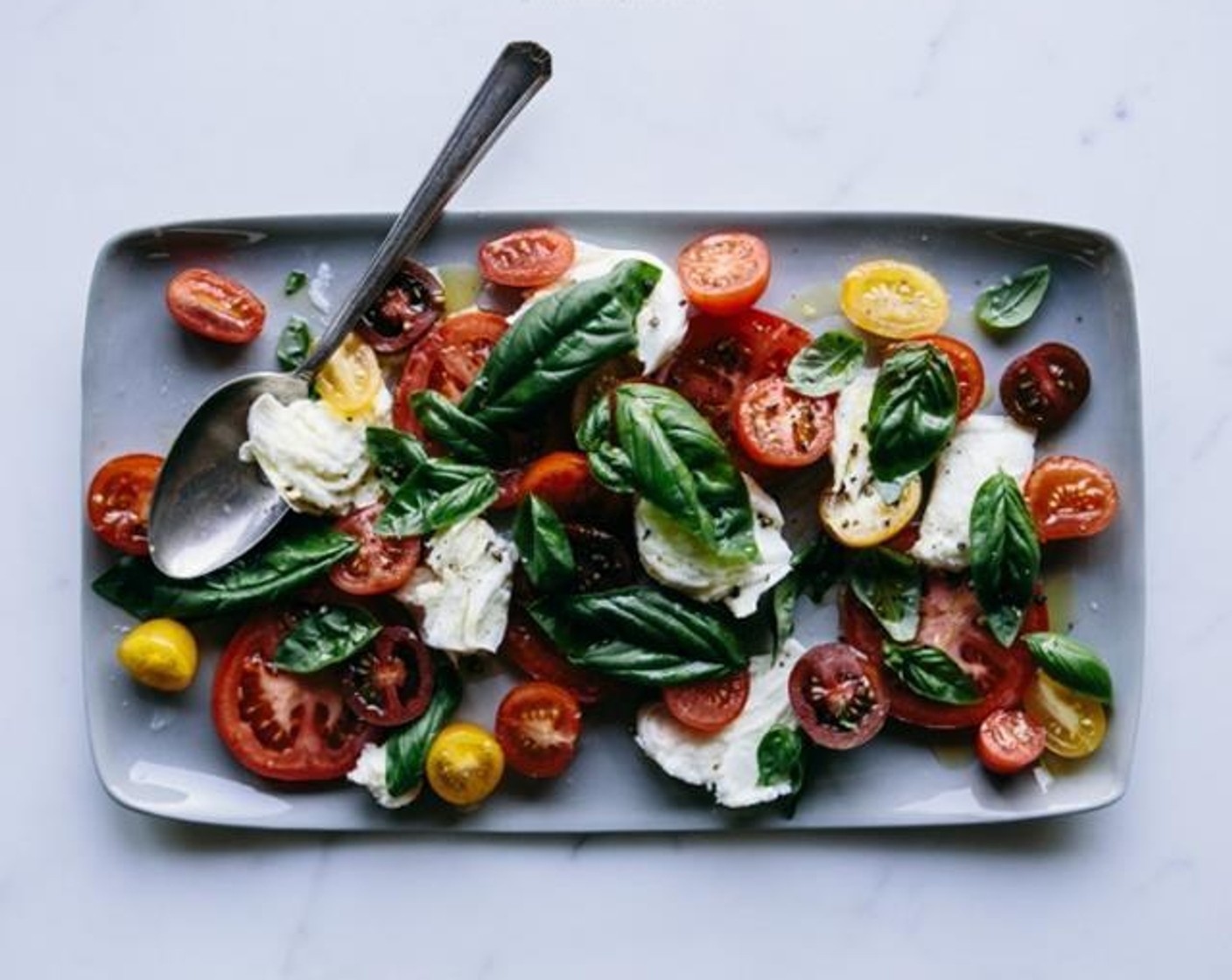 Torn Buffalo Mozzarella with Tomatoes & Fresh Basil