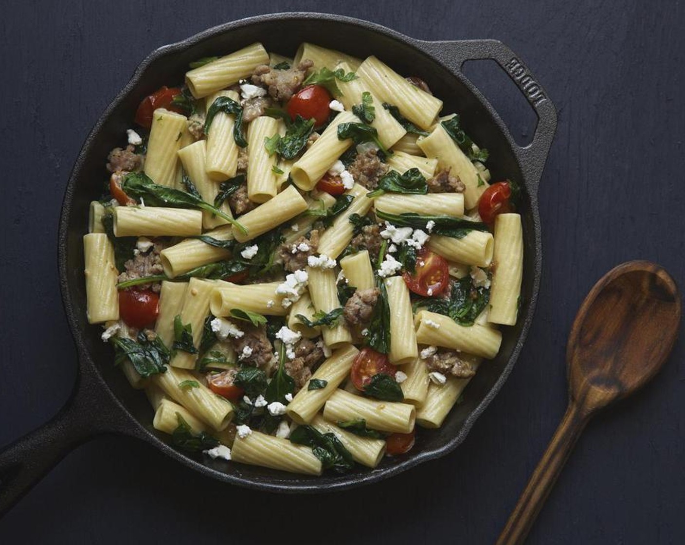 Rigatoni Pasta and Turkey Sausage with Spinach
