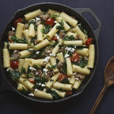 Rigatoni Pasta and Turkey Sausage with Spinach Recipe | SideChef