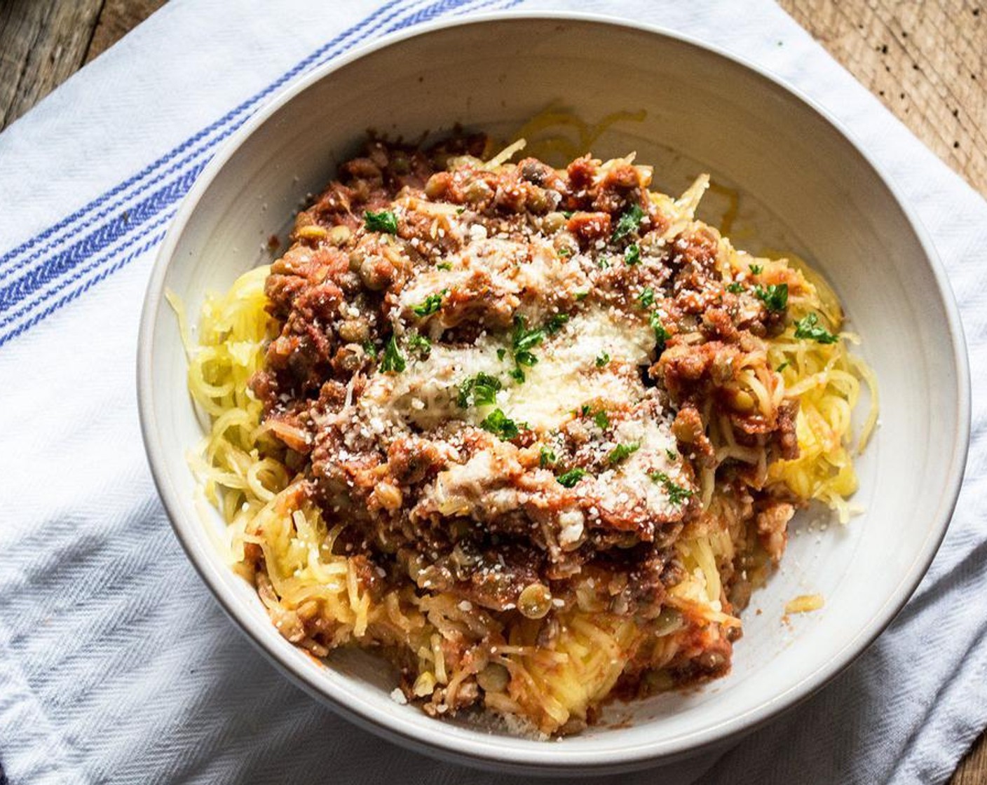 Baked Lentil Marinara Spaghetti Squash