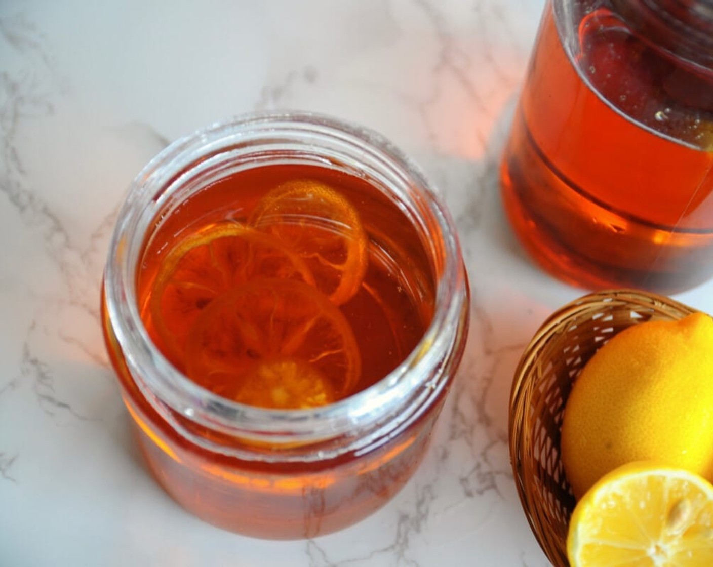 step 6 When done, turn off the flame and remove the lemon slices from the syrup. Remove the pot from the stove. Pour the hot syrup into a clean glass jar and let it cool completely before closing the jar with a secure lid.