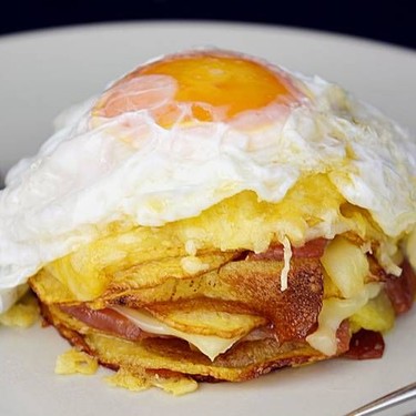 Potato, Iberian Ham, and Fried Egg Stacker Recipe | SideChef