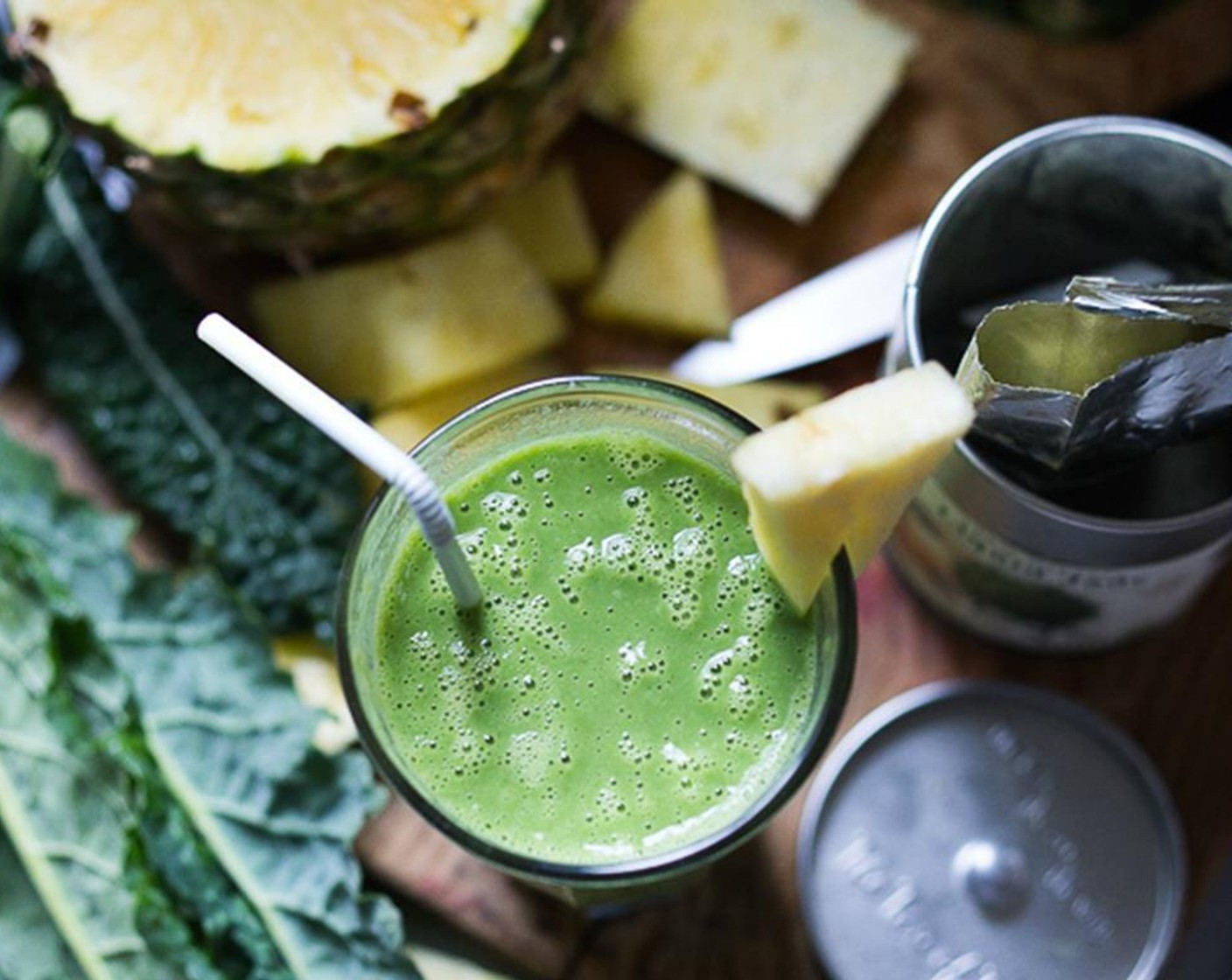 step 2 Pour into a glass and garnish with a piece of pineapple. Enjoy!