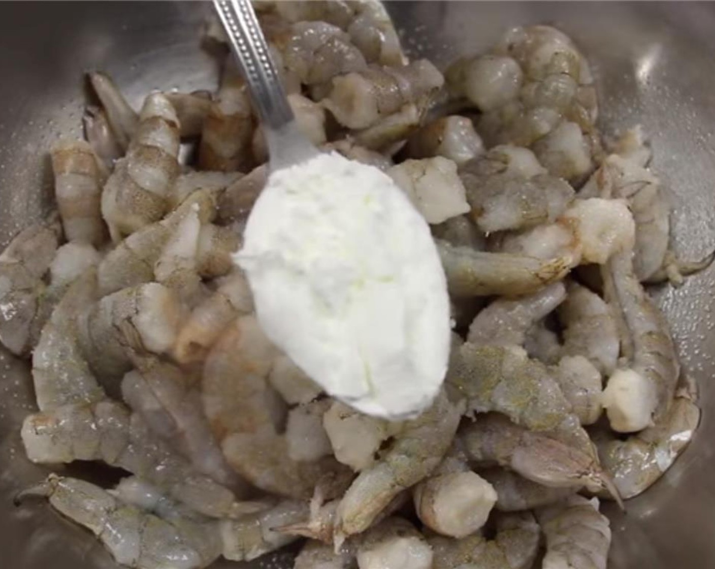 step 3 Place shrimp in a bowl and add Salt (3/4 tsp), Potato Starch (1 Tbsp), Water (1/2 Tbsp) and mix. Let the shrimp sit for 10-15 minutes.