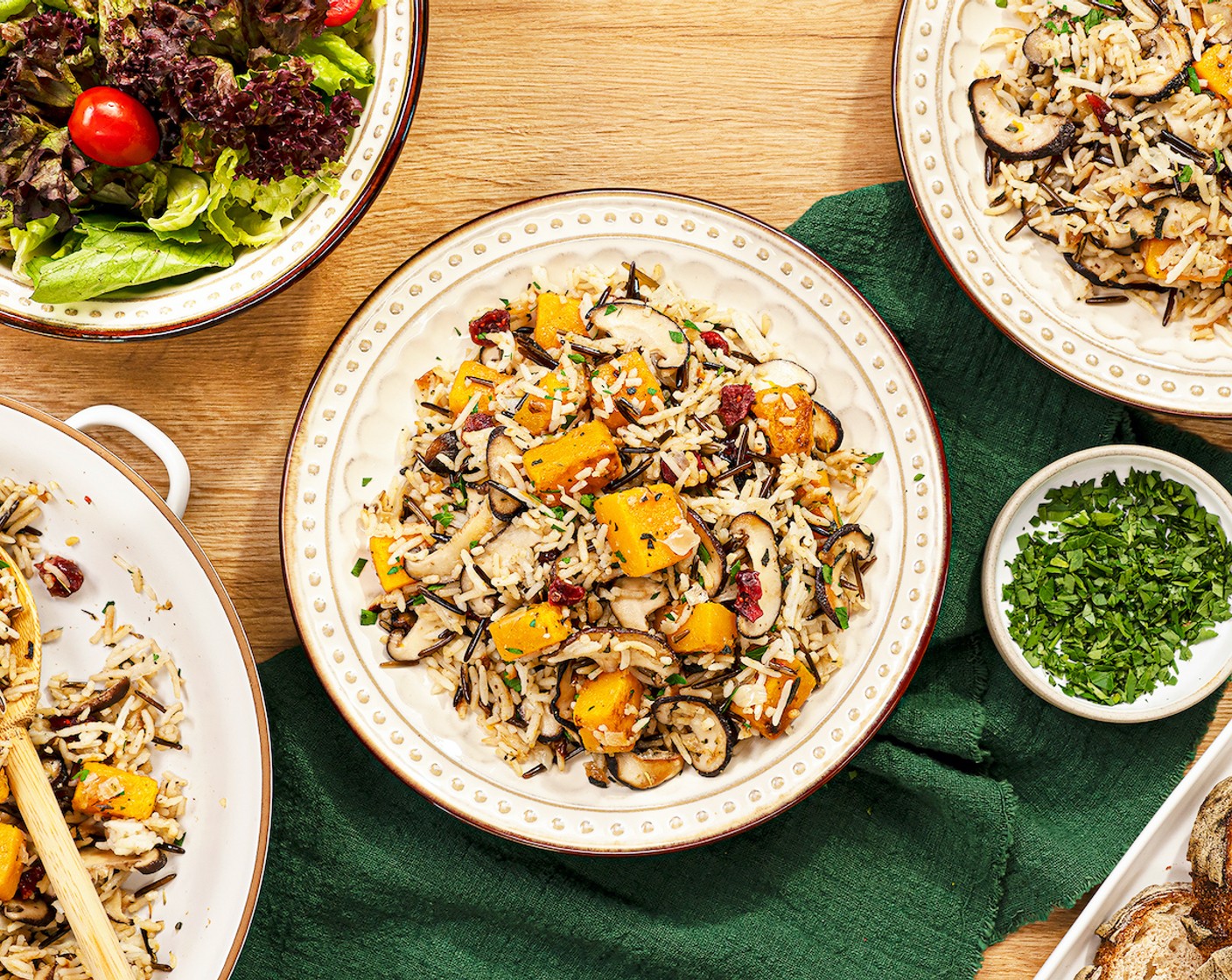 Brown Rice Pilaf with Mushroom and Butternut Squash
