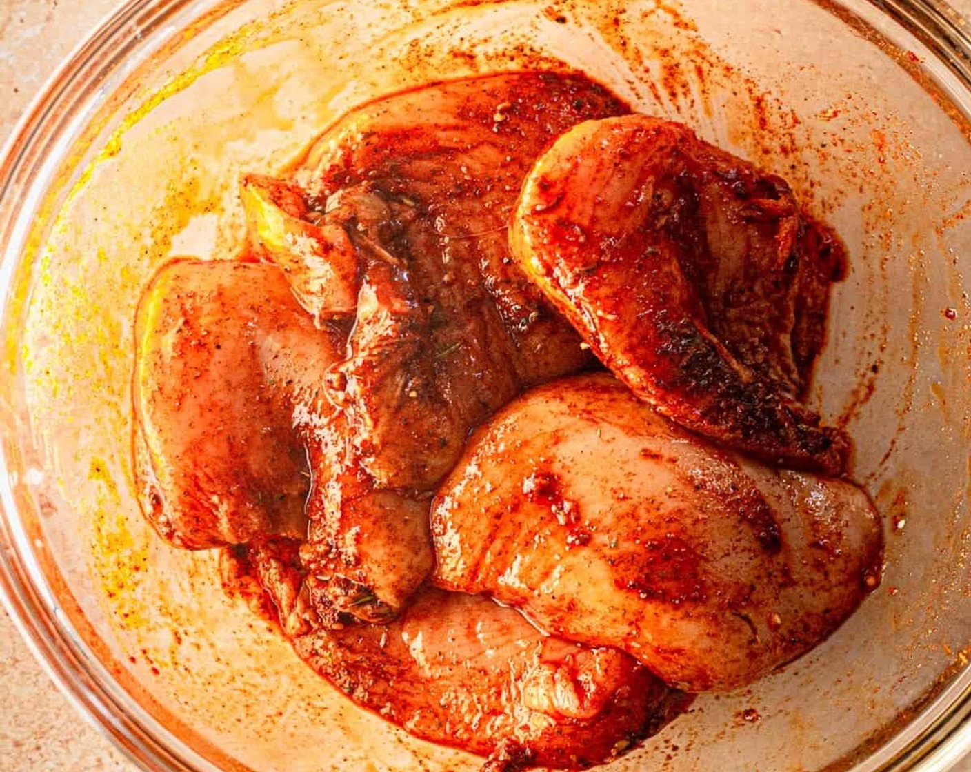 step 2 Begin by marinating the Chicken Breast (1 lb) in Olive Oil (2 Tbsp), Lemon (1/2), Garlic (2 cloves), Ground Allspice (1/2 tsp), Paprika (1/2 Tbsp), Ground Nutmeg (1/2 tsp), Ground Coriander (1/4 tsp), and Mediterranean Spices (1 tsp) for at least 30 minutes.