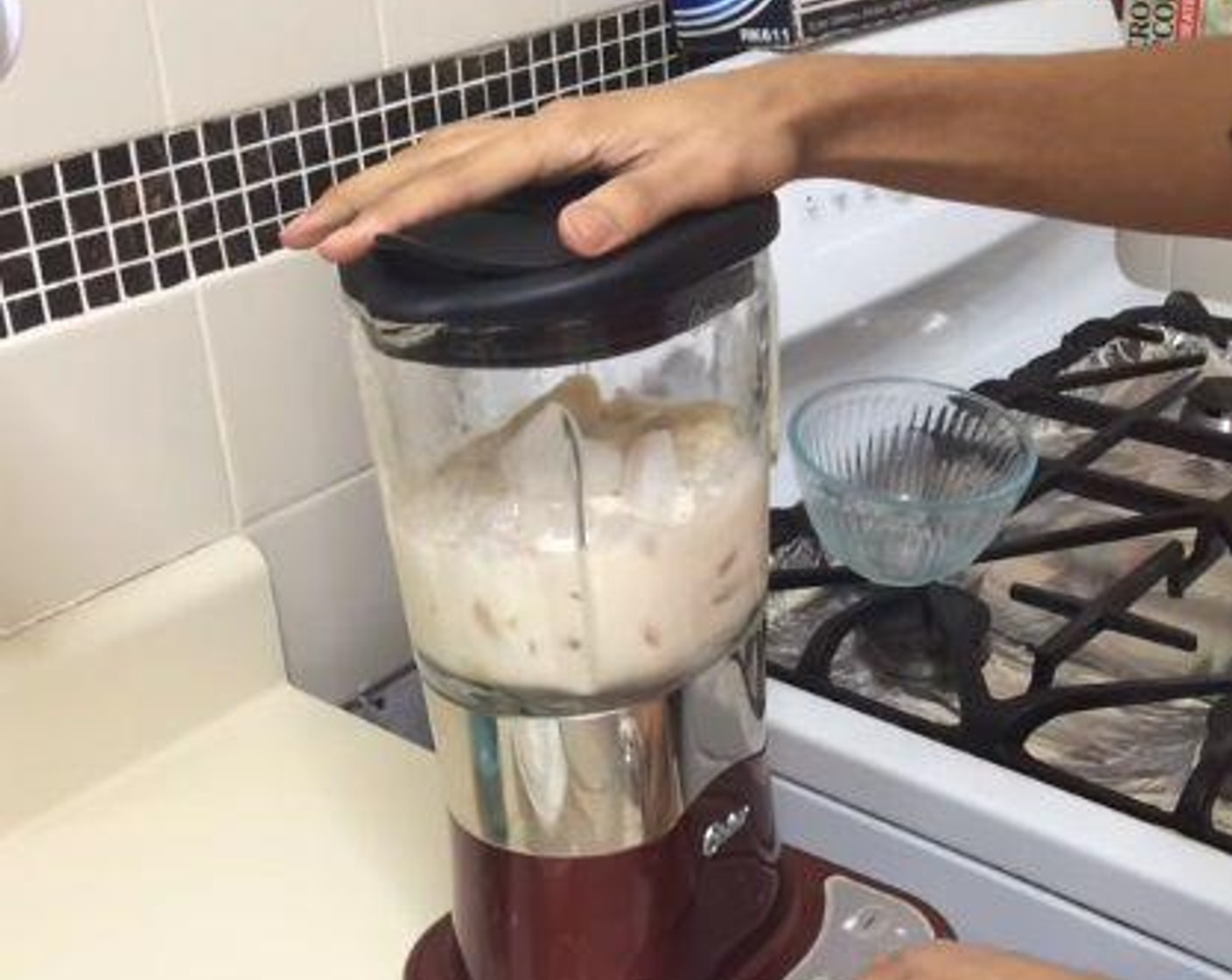 step 1 Into a blender, add and mix the Bananas (3), Evaporated Milk (12 fl oz), Milk (1/4 cup), Granulated Sugar (1/4 cup), Vanilla Extract (1 tsp), Ground Nutmeg (1/8 tsp), and Ice (to taste).