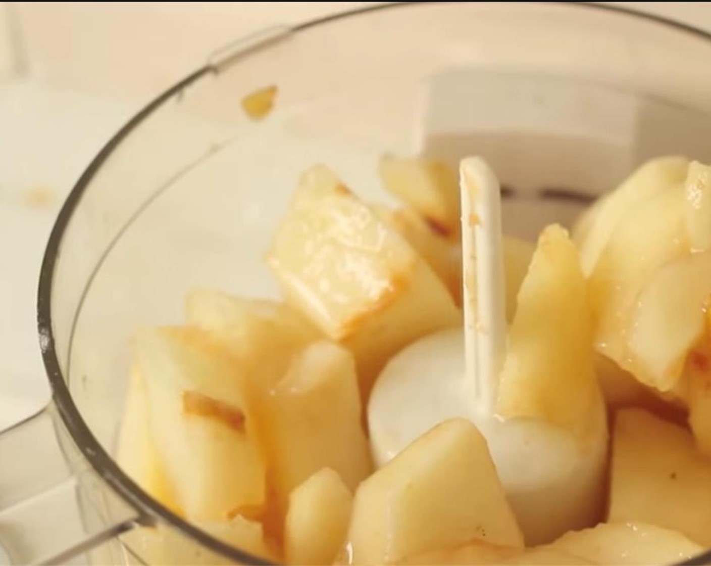 step 1 Peel, core, and chop the Bartlett Pears (2). Place in a food processor with Granulated Sugar (1 tsp) and 1 Tbsp of juice from Lemon (1). Process until smooth, and transfer to an airtight container. Refrigerate until needed.